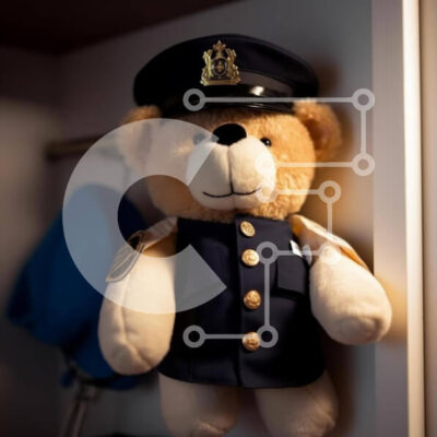 Intra Συλλεκτικό Ξύλινο Παζλ Plywood  4mm - Teddy Bear Αξιωματικός που κρεμιέται στον τοίχο Σε Ξύλινο Κουτί - Διαστάσεις: 10x10 cm – 25 κομμάτια - Image 1