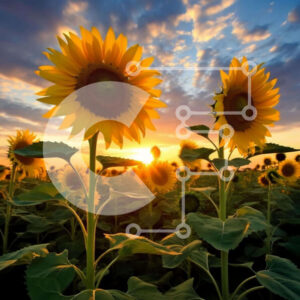 Intra Συλλεκτικό Ξύλινο Παζλ Plywood  4mm - Ηλιοτρόπια στο ηλιοβασίλεμα σε ένα χωράφι Σε Ξύλινο Κουτί - Διαστάσεις: 10x10 cm – 25 κομμάτια