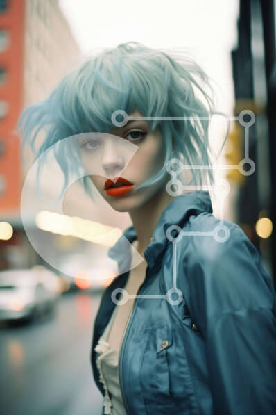 Intra Συλλεκτικό Ξύλινο Παζλ Plywood  4mm - Μοντέρνα νεαρή γυναίκα στην οδό της πόλης Σε Ξύλινο Κουτί - Διαστάσεις Puzzle: 10x10 cm – 25 κομμάτια