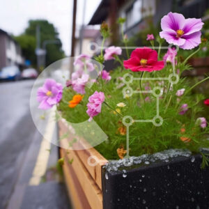 Intra Συλλεκτικό Ξύλινο Παζλ Plywood  4mm - Πολύχρωμο φυτευτή λουλουδιών στην αστική οδό Σε Ξύλινο Κουτί - Διαστάσεις: 10x10 cm – 25 κομμάτια