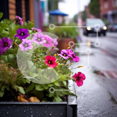 Intra Συλλεκτικό Ξύλινο Παζλ Plywood  4mm - Σκηνή δρόμου με γλάστρες Σε Ξύλινο Κουτί - Διαστάσεις: 10x10 cm – 25 κομμάτια - Image 1