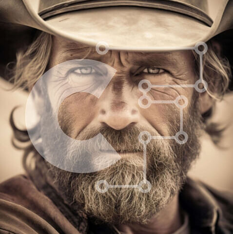 Intra Συλλεκτικό Ξύλινο Παζλ Plywood  4mm - Άνδρας με καουμπόικο καπέλο και θαμνώδη γένια Σε Ξύλινο Κουτί - Διαστάσεις Puzzle: 10x10 cm – 25 κομμάτια - Image 1