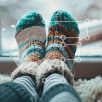 Intra Συλλεκτικό Ξύλινο Παζλ Plywood  4mm - Ατομικά πόδια σε πολύχρωμες κάλτσες από το παράθυρο Σε Ξύλινο Κουτί - Διαστάσεις Puzzle: 10x10 cm – 25 κομμάτια - Image 1