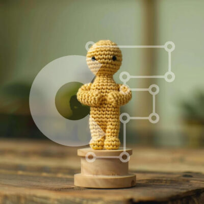 Intra Συλλεκτικό Ξύλινο Παζλ Plywood  4mm - Παιχνίδι με κροσέ σε υπερυψωμένη ξύλινη βάση Σε Ξύλινο Κουτί - Διαστάσεις: 10x10 cm – 25 κομμάτια - Image 1