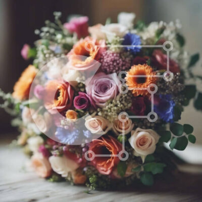 Intra Συλλεκτικό Ξύλινο Παζλ Plywood  4mm - Πολύχρωμο μπουκέτο λουλουδιών σε ξύλινο τραπέζι Σε Ξύλινο Κουτί - Διαστάσεις: 10x10 cm – 25 κομμάτια - Image 1