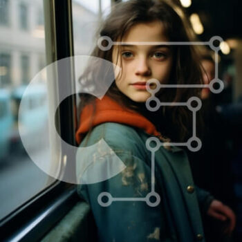 Intra Συλλεκτικό Ξύλινο Παζλ Plywood  4mm - Νεαρό κορίτσι στο υπόγειο τρένο Σε Ξύλινο Κουτί - Διαστάσεις Puzzle: 10x10 cm – 25 κομμάτια - Image 1