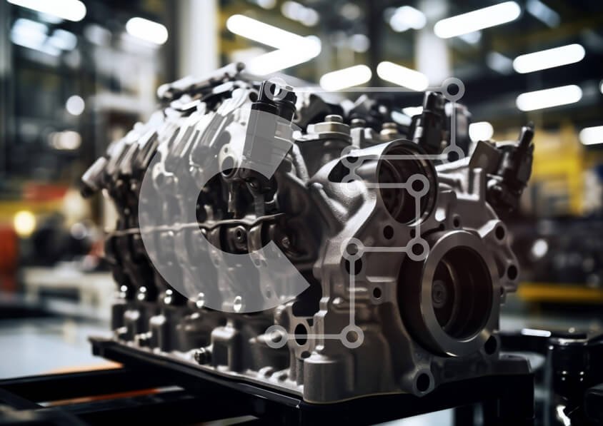 Intra Συλλεκτικό Ξύλινο Παζλ Plywood  4mm - Μεγάλος κινητήρας στη γραμμή συναρμολόγησης αυτοκινήτων Σε Ξύλινο Κουτί - Διαστάσεις Puzzle: 10x10 cm – 25 κομμάτια