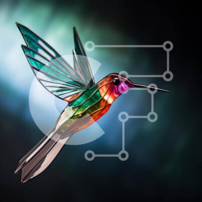 Intra Συλλεκτικό Ξύλινο Παζλ Plywood  4mm - Πολύχρωμο γυάλινο κολίβριο που πετά στον ουρανό Σε Ξύλινο Κουτί - Διαστάσεις: 10x10 cm – 25 κομμάτια - Image 1