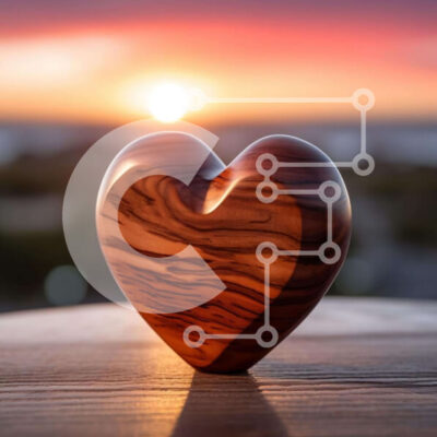 Intra Συλλεκτικό Ξύλινο Παζλ Plywood  4mm - Ξύλινο γλυπτό καρδιάς στο ηλιοβασίλεμα Σε Ξύλινο Κουτί - Διαστάσεις: 10x10 cm – 25 κομμάτια - Image 1