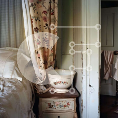 Intra Συλλεκτικό Ξύλινο Παζλ Plywood  4mm - Vintage υπνοδωμάτιο με παλιό κρεβάτι και συρταριέρα Σε Ξύλινο Κουτί - Διαστάσεις Puzzle: 10x10 cm – 25 κομμάτια - Image 1