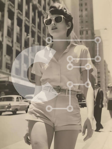 Intra Συλλεκτικό Ξύλινο Παζλ Plywood  4mm - Γυναίκα που περπατά στην πόλη με αυτοκίνητα στο παρασκήνιο Σε Ξύλινο Κουτί - Διαστάσεις Puzzle: 10x10 cm – 25 κομμάτια