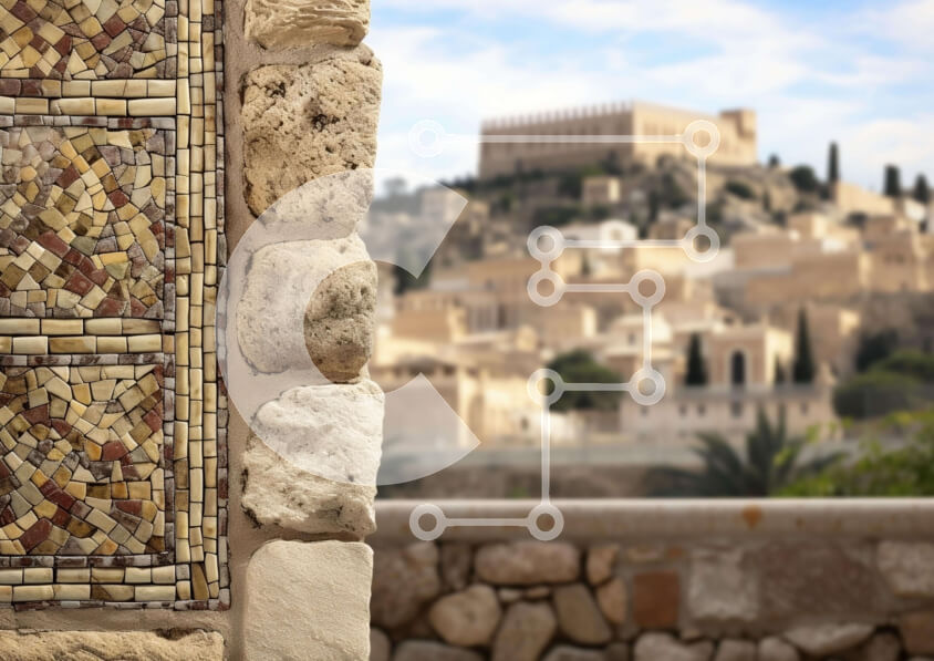 Intra Συλλεκτικό Ξύλινο Παζλ Plywood  4mm - Πέτρινος τοίχος με μικρό παράθυρο και δέντρα έξω Σε Ξύλινο Κουτί - Διαστάσεις Puzzle: 10x10 cm – 25 κομμάτια