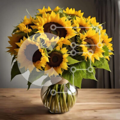 Intra Συλλεκτικό Ξύλινο Παζλ Plywood  4mm - Βάζο με ηλιοτρόπια σε ξύλινο τραπέζι Σε Ξύλινο Κουτί - Διαστάσεις: 10x10 cm – 25 κομμάτια - Image 1