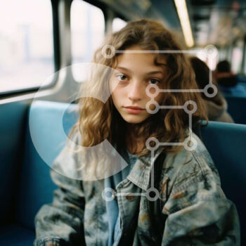 Intra Συλλεκτικό Ξύλινο Παζλ Plywood  4mm - Νεαρό κορίτσι στο τρένο ή στο υπεραστικό λεωφορείο Σε Ξύλινο Κουτί - Διαστάσεις Puzzle: 10x10 cm – 25 κομμάτια - Image 1