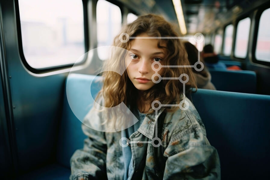 Intra Συλλεκτικό Ξύλινο Παζλ Plywood  4mm - Νεαρό κορίτσι στο τρένο ή στο υπεραστικό λεωφορείο Σε Ξύλινο Κουτί - Διαστάσεις Puzzle: 10x10 cm – 25 κομμάτια