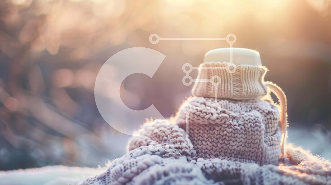 Intra Συλλεκτικό Ξύλινο Παζλ Plywood  4mm - Μπουκάλι ζεστό υγρό στο χιόνι Σε Ξύλινο Κουτί - Διαστάσεις Puzzle: 10x10 cm – 25 κομμάτια