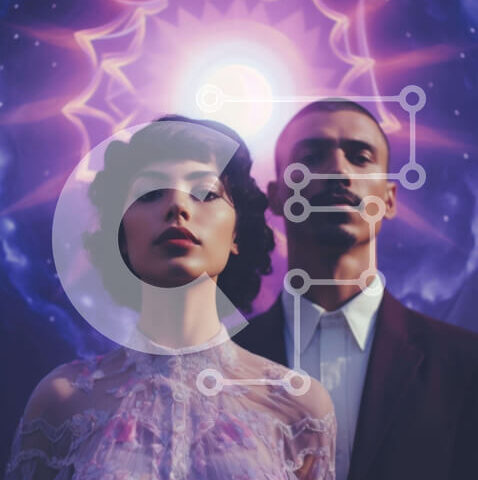 Intra Συλλεκτικό Ξύλινο Παζλ Plywood 4mm - Άνδρας και γυναίκα μπροστά από το αφηρημένο φόντο Σε Ξύλινο Κουτί - Διαστάσεις Puzzle: 10x10 cm – 25 κομμάτια - Image 1