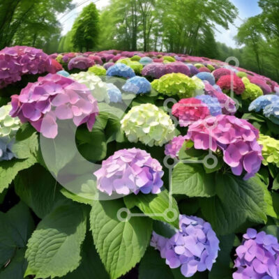 Intra Συλλεκτικό Ξύλινο Παζλ Plywood  4mm - Πολύχρωμα λουλούδια ορτανσίας σε δασώδη περιοχή Σε Ξύλινο Κουτί - Διαστάσεις: 10x10 cm – 25 κομμάτια - Image 1