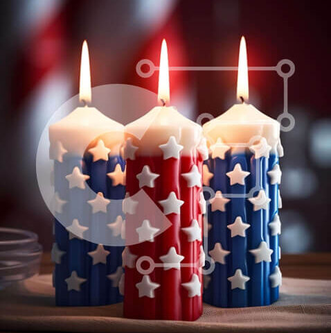 Intra Συλλεκτικό Ξύλινο Παζλ Plywood  4mm - Πατριωτικά κόκκινα, λευκά και μπλε κεριά Σε Ξύλινο Κουτί - Διαστάσεις: 10x10 cm – 25 κομμάτια - Image 1