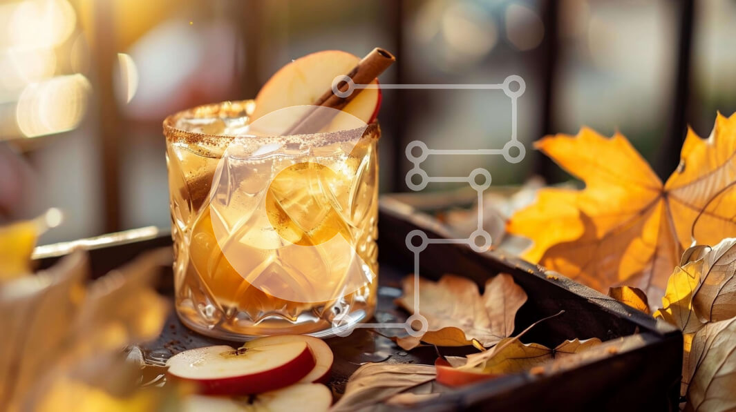 Intra Συλλεκτικό Ξύλινο Παζλ Plywood  4mm - Ποτήρι μηλίτη μηλίτη σε δίσκο με θέμα το φθινόπωρο Σε Ξύλινο Κουτί - Διαστάσεις Puzzle: 10x10 cm – 25 κομμάτια