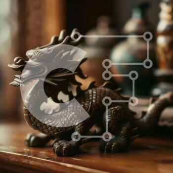 Intra Συλλεκτικό Ξύλινο Παζλ Plywood  4mm - Ξύλινο ντεκόρ ραφιού με άγαλμα δράκου Σε Ξύλινο Κουτί - Διαστάσεις Puzzle: 10x10 cm – 25 κομμάτια - Image 1