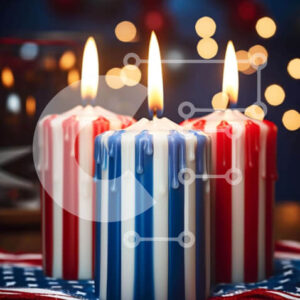 Intra Συλλεκτικό Ξύλινο Παζλ Plywood  4mm - Πατριωτικά κόκκινα, λευκά και μπλε κεριά Σε Ξύλινο Κουτί - Διαστάσεις: 10x10 cm – 25 κομμάτια