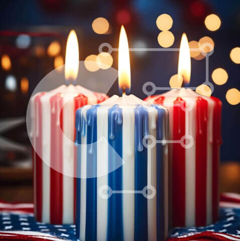 Intra Συλλεκτικό Ξύλινο Παζλ Plywood  4mm - Πατριωτικά κόκκινα, λευκά και μπλε κεριά Σε Ξύλινο Κουτί - Διαστάσεις: 10x10 cm – 25 κομμάτια - Image 1