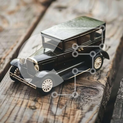 Intra Συλλεκτικό Ξύλινο Παζλ Plywood  4mm - Vintage αυτοκίνητο παιχνίδι σε ξύλινο τραπέζι Σε Ξύλινο Κουτί - Διαστάσεις: 10x10 cm – 25 κομμάτια - Image 1