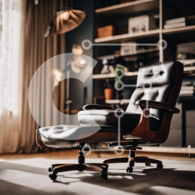 Intra Συλλεκτικό Ξύλινο Παζλ Plywood  4mm - Μαύρη δερμάτινη καρέκλα γραφείου και Ottoman in Room Corner Σε Ξύλινο Κουτί - Διαστάσεις Puzzle: 10x10 cm – 25 κομμάτια - Image 1