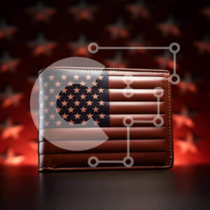 Intra Συλλεκτικό Ξύλινο Παζλ Plywood  4mm - Καφέ πορτοφόλι με σχέδιο αμερικανικής σημαίας και πατριωτικά αστέρια Σε Ξύλινο Κουτί - Διαστάσεις: 10x10 cm – 25 κομμάτια