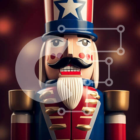 Intra Συλλεκτικό Ξύλινο Παζλ Plywood  4mm - Ξύλινος Καρυοθραύστης σε σχέδιο αμερικανικής σημαίας Σε Ξύλινο Κουτί - Διαστάσεις Puzzle: 10x10 cm – 25 κομμάτια - Image 1