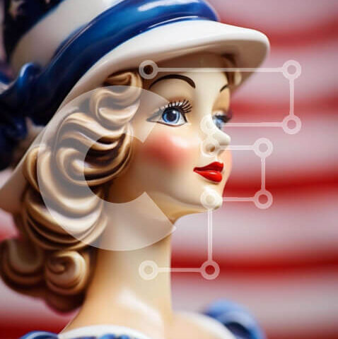 Intra Συλλεκτικό Ξύλινο Παζλ Plywood  4mm - Πατριωτικό κεραμικό ειδώλιο με αμερικανική σημαία Σε Ξύλινο Κουτί - Διαστάσεις: 10x10 cm – 25 κομμάτια - Image 1