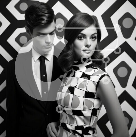 Intra Συλλεκτικό Ξύλινο Παζλ Plywood 4mm - Ασπρόμαυρο πορτρέτο άνδρα και γυναίκας με επίσημη ενδυμασία που ποζάρουν Σε Ξύλινο Κουτί - Διαστάσεις Puzzle: 10x10 cm – 25 κομμάτια - Image 1