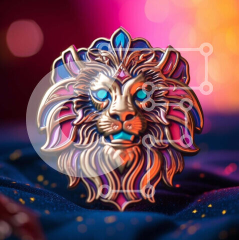 Intra Συλλεκτικό Ξύλινο Παζλ Plywood  4mm - Καρφίτσα με έντονο χρώμα Lion Head Σε Ξύλινο Κουτί - Διαστάσεις: 10x10 cm – 25 κομμάτια - Image 1