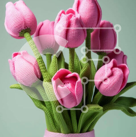 Intra Συλλεκτικό Ξύλινο Παζλ Plywood 4mm - Ροζ τουλίπες σε βάζο Σε Ξύλινο Κουτί - Διαστάσεις: 10x10 cm – 25 κομμάτια - Image 1