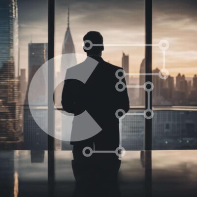 Intra Συλλεκτικό Ξύλινο Παζλ Plywood  4mm - Επιχειρηματίας που κοιτάζει έξω στον ορίζοντα της πόλης Σε Ξύλινο Κουτί - Διαστάσεις Puzzle: 10x10 cm – 25 κομμάτια - Image 1