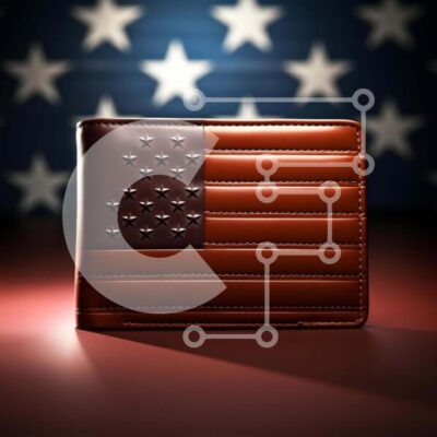 Intra Συλλεκτικό Ξύλινο Παζλ Plywood  4mm - Δερμάτινο πορτοφόλι καφέ με σχέδιο αμερικανικής σημαίας Σε Ξύλινο Κουτί - Διαστάσεις: 10x10 cm – 25 κομμάτια - Image 1