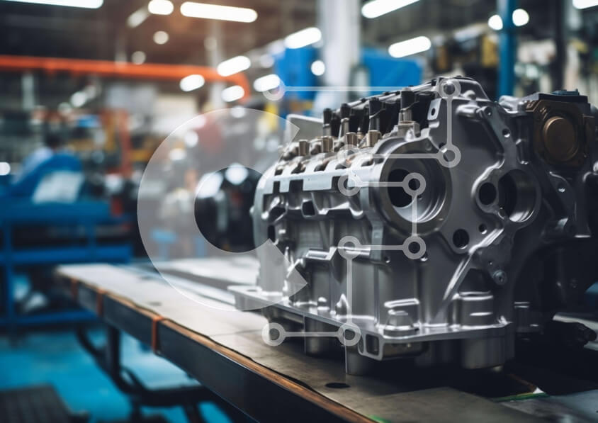 Intra Συλλεκτικό Ξύλινο Παζλ Plywood  4mm - Κινητήρας σε Εγκατάσταση Κατασκευής Αυτοκινήτων Σε Ξύλινο Κουτί - Διαστάσεις Puzzle: 10x10 cm – 25 κομμάτια