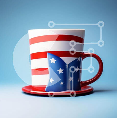 Intra Συλλεκτικό Ξύλινο Παζλ Plywood  4mm - American Flag Coffee Cup για τον εορτασμό της 4ης Ιουλίου Σε Ξύλινο Κουτί - Διαστάσεις: 10x10 cm – 25 κομμάτια - Image 1