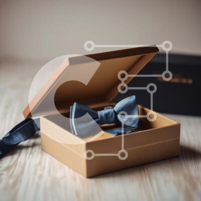 Intra Συλλεκτικό Ξύλινο Παζλ Plywood  4mm - Καφέ Κουτί με Μπλε και Λευκό παπιγιόν Σε Ξύλινο Κουτί - Διαστάσεις: 10x10 cm – 25 κομμάτια - Image 1