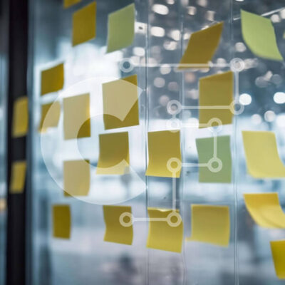 Intra Συλλεκτικό Ξύλινο Παζλ Plywood  4mm - Κίτρινες σημειώσεις Post-It στον χώρο εργασίας του Office Σε Ξύλινο Κουτί - Διαστάσεις Puzzle: 10x10 cm – 25 κομμάτια - Image 1