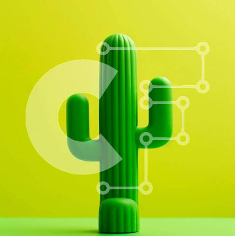 Intra Συλλεκτικό Ξύλινο Παζλ Plywood  4mm - Μικρός πράσινος κάκτος σε πορτοκαλοκίτρινο φόντο Σε Ξύλινο Κουτί - Διαστάσεις: 10x10 cm – 25 κομμάτια - Image 1