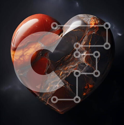 Intra Συλλεκτικό Ξύλινο Παζλ Plywood  4mm - Μαρμάρινο γλυπτό σε σχήμα καρδιάς κόκκινο και μαύρο Σε Ξύλινο Κουτί - Διαστάσεις Puzzle: 10x10 cm – 25 κομμάτια - Image 1