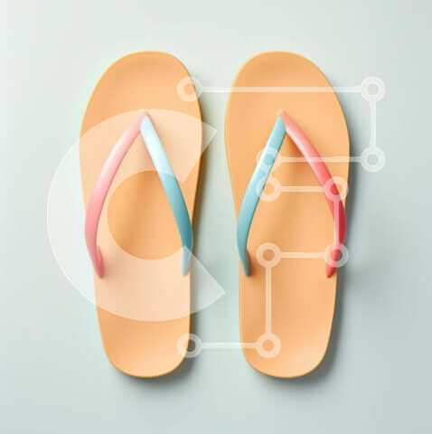 Intra Συλλεκτικό Ξύλινο Παζλ Plywood  4mm - Πολύχρωμα πορτοκαλί και μπλε σανδάλια σαγιονάρας Σε Ξύλινο Κουτί - Διαστάσεις Puzzle: 10x10 cm – 25 κομμάτια - Image 1