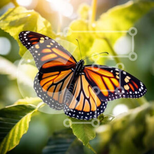 Intra Συλλεκτικό Ξύλινο Παζλ Plywood  4mm - Monarch πεταλούδα στα φύλλα Σε Ξύλινο Κουτί - Διαστάσεις: 10x10 cm – 25 κομμάτια