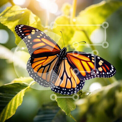 Intra Συλλεκτικό Ξύλινο Παζλ Plywood  4mm - Monarch πεταλούδα στα φύλλα Σε Ξύλινο Κουτί - Διαστάσεις: 10x10 cm – 25 κομμάτια - Image 1