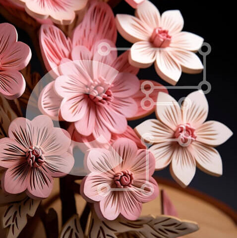 Intra Συλλεκτικό Ξύλινο Παζλ Plywood  4mm - Ανάποδο Βάζο Floral Σύνθεση Σε Ξύλινο Κουτί - Διαστάσεις Puzzle: 10x10 cm – 25 κομμάτια - Image 1