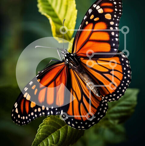 Intra Συλλεκτικό Ξύλινο Παζλ Plywood  4mm - Πεταλούδα Monarch στο πράσινο φύλλο Σε Ξύλινο Κουτί - Διαστάσεις: 10x10 cm – 25 κομμάτια - Image 1