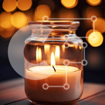 Intra Συλλεκτικό Ξύλινο Παζλ Plywood  4mm - Γυάλινο Βάζο Κεριού με Πορτοκαλί Φλόγα Σε Ξύλινο Κουτί - Διαστάσεις Puzzle: 10x10 cm – 25 κομμάτια - Image 1