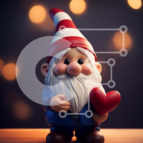 Intra Συλλεκτικό Ξύλινο Παζλ Plywood 4mm - Παιχνίδι Gnome με στολίδι καρδιάς και λαμπερά φώτα Σε Ξύλινο Κουτί - Διαστάσεις: 10x10 cm – 25 κομμάτια - Image 1